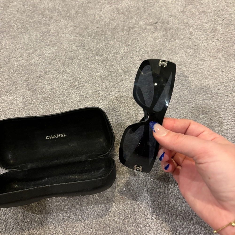 Chanel crystal logo shield sunglasses authentic